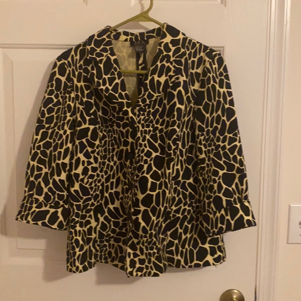 Animal print black and off-white blazer Sz PL